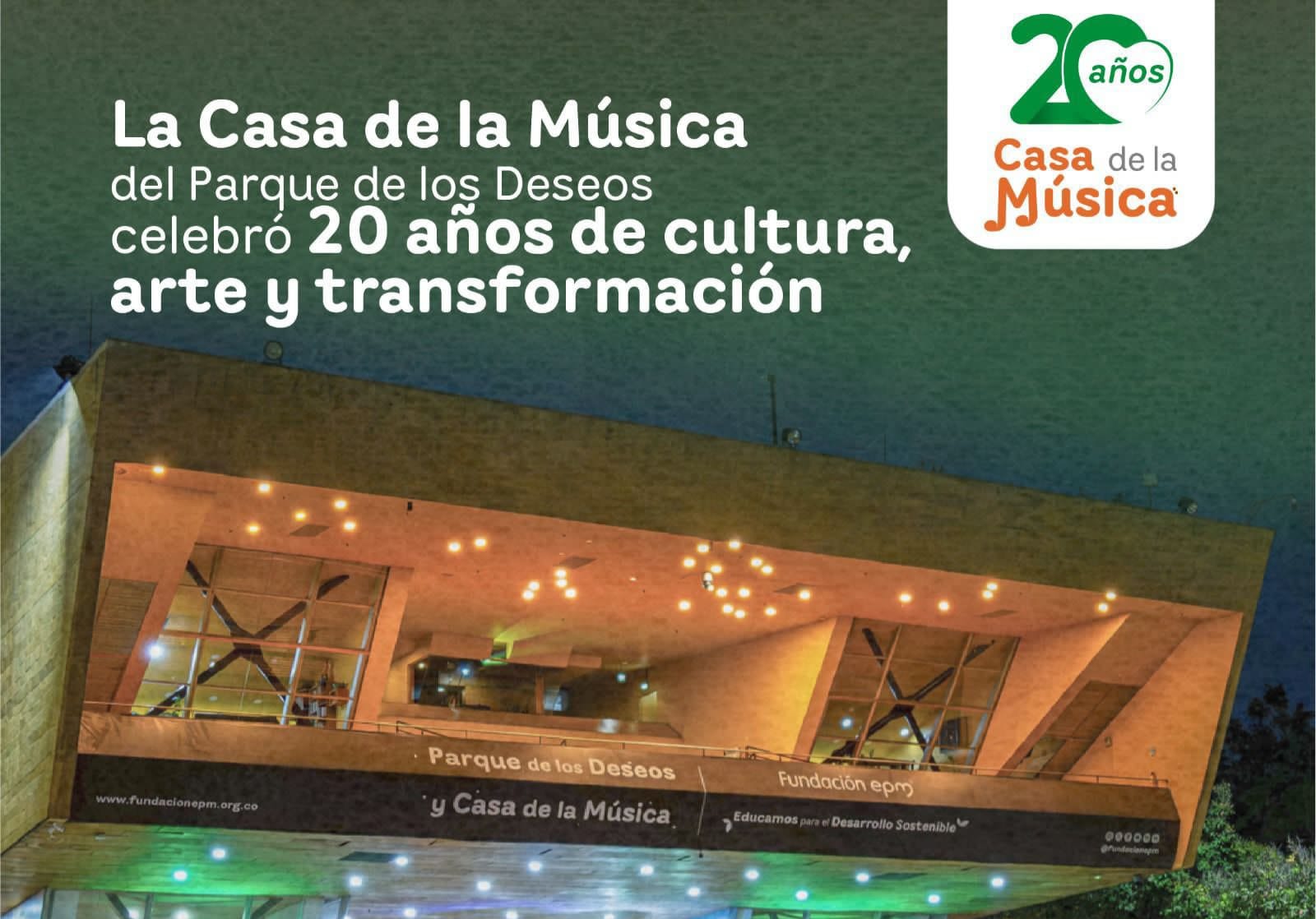 De parqueadero a ícono cultural: la Casa de la Música del Parque de los Deseos  celebró 20 años transformando vidas y consolidándose como referente de  encuentro ciudadano, arte y cultura - Noticias AMPM